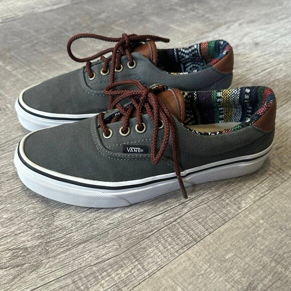 VANS Era 59 Charcoal Grey Skate Shoe Mens 5 / W 6.5 Aztec Print Leather Accent - Picture 1 of 11